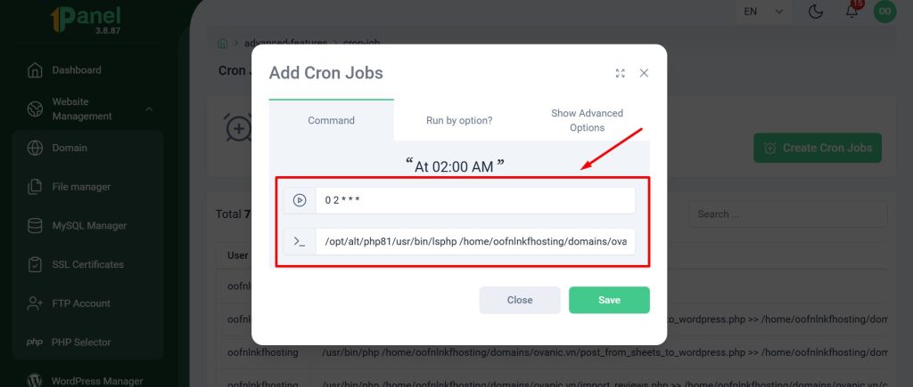 Thêm lịch chạy Cron Job và đường dẫn tới tệp chạy Cron trong plugin