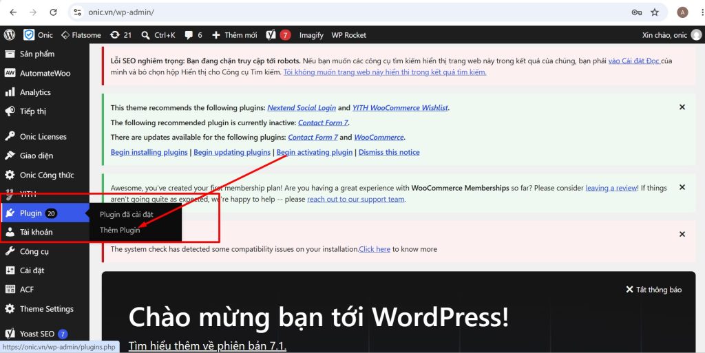 Hướng dẫn cài đặt plugin Onic AI SEO Automation tại wp-admin