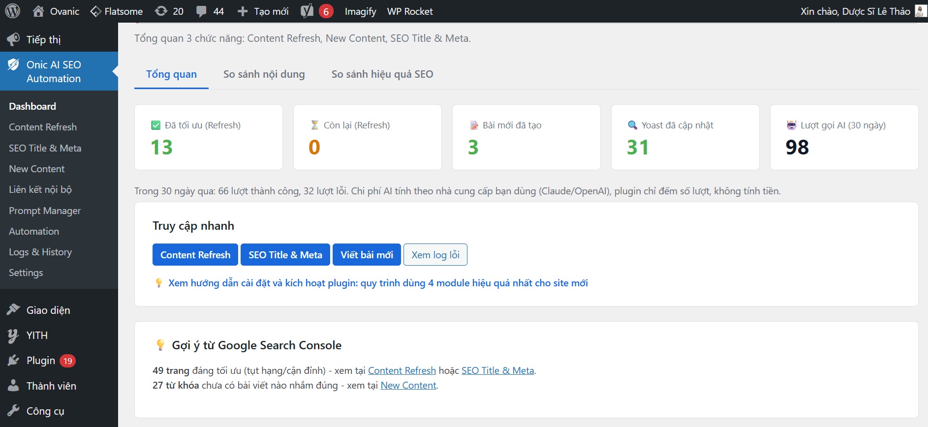 Dashboard — ONIC AI SEO Automation Dashboard ONIC AI SEO Automation