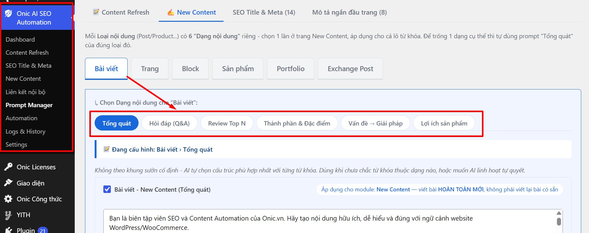 Dùng prompt chuyên biệt cho từng loại bài SEO Dùng nhiều prompt chuyên biệt cho bài hướng dẫn, review, top list và landing page