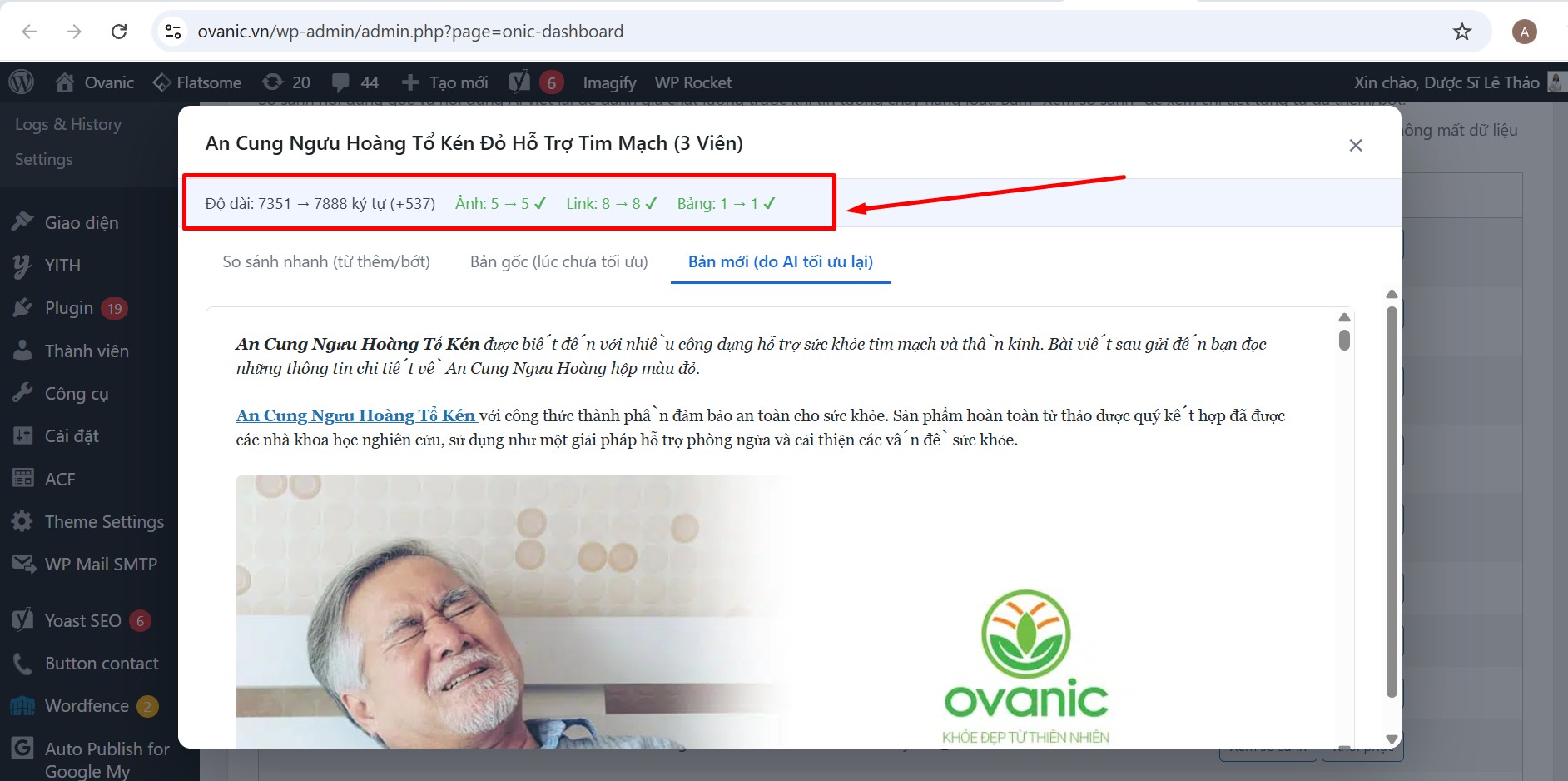 Smart Validator — Kết quả thực tế Kết quả Smart Validator sau khi tối ưu thành công
