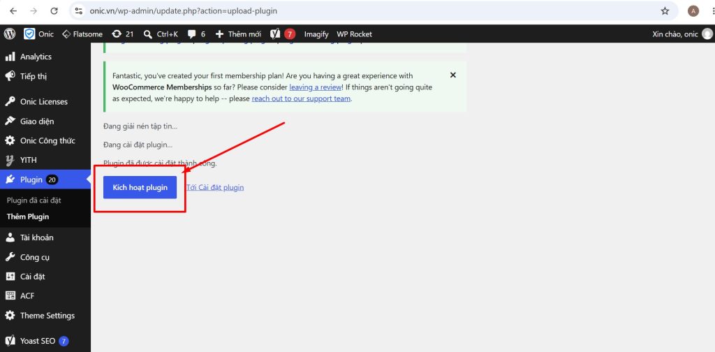 Kích hoạt plugin Onic AI SEO Automation