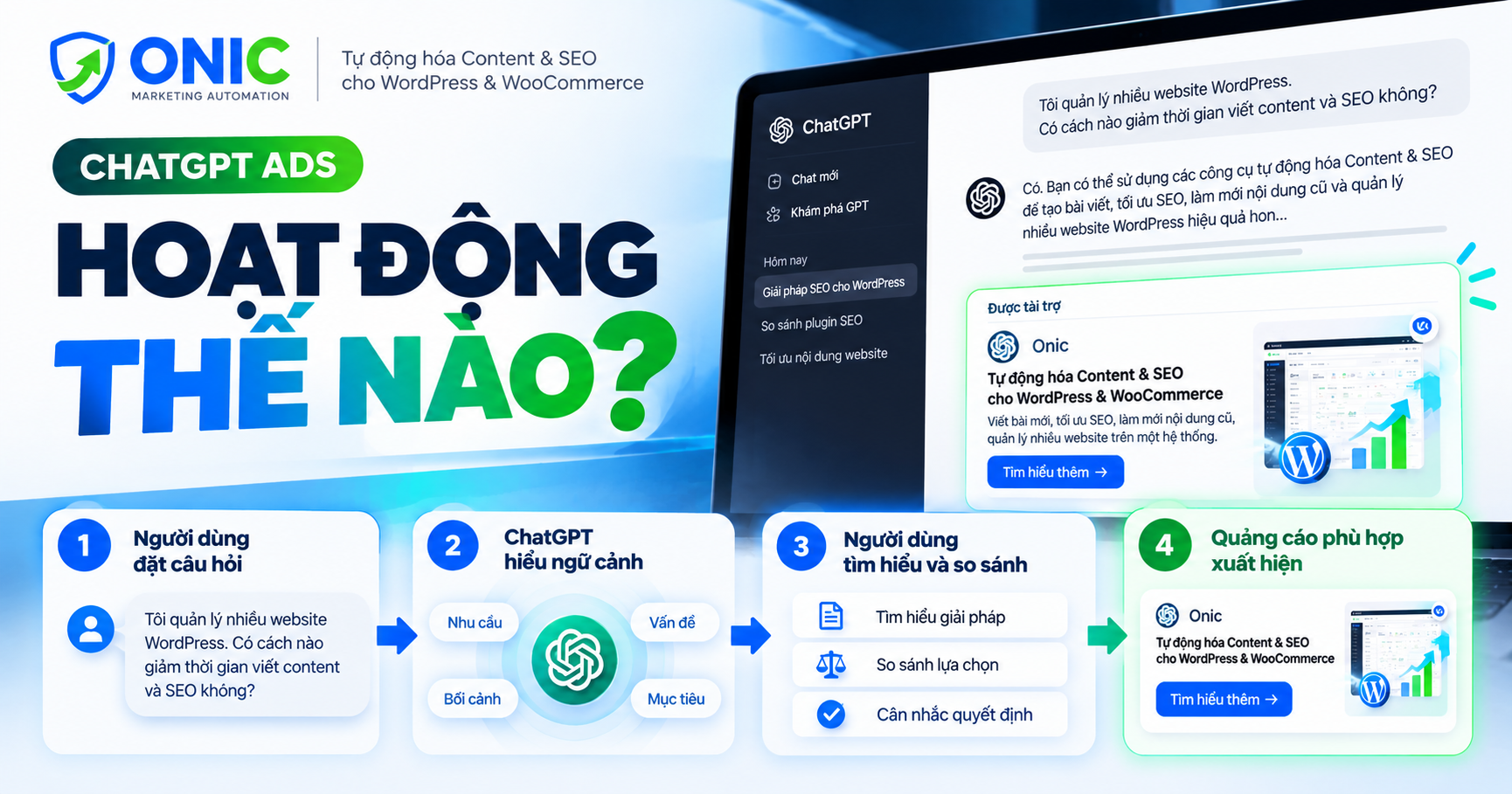 ChatGPT Ads hoạt động như thế nào Quảng cáo trên ChatGPT hiển thị dưới câu trả lời và được gắn nhãn tài trợ