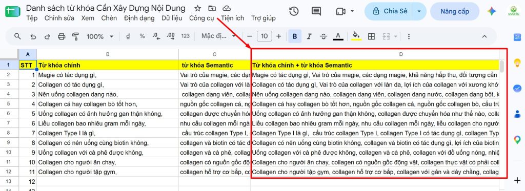 Chuẩn bị danh sách từ khóa chính, sematic cần viết bài và đặt tên hình ảnh