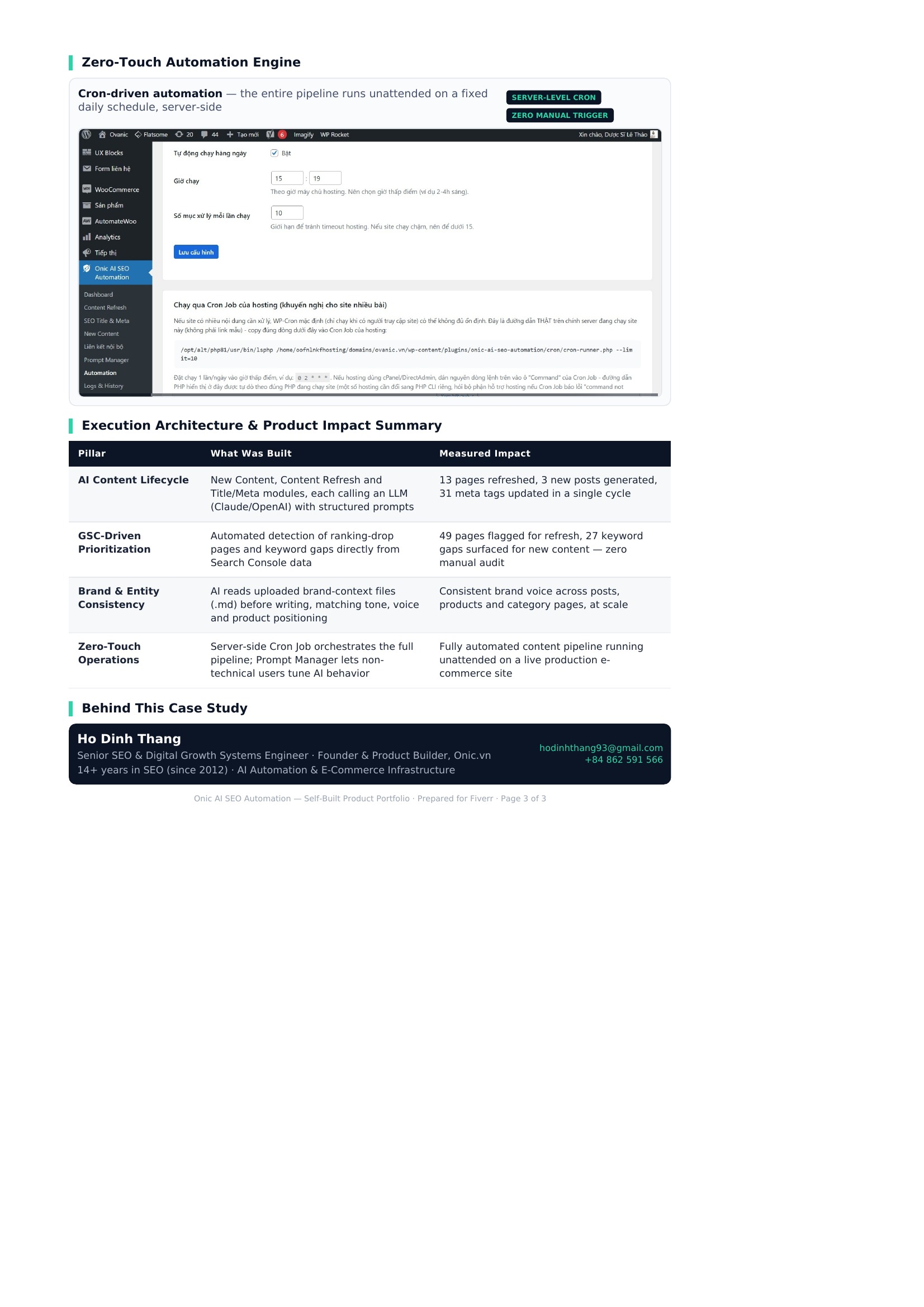 Cron-driven Automation - Onic AI SEO Automation Cấu hình chạy tự động theo lịch Cron của plugin Onic AI SEO Automation, không cần thao tác thủ công