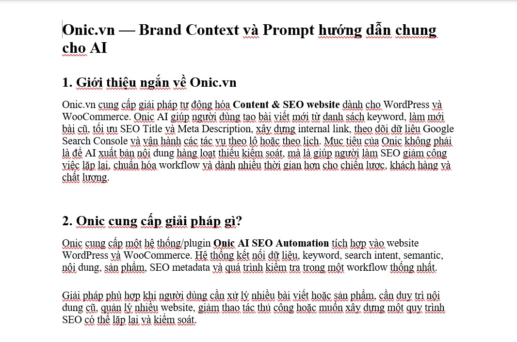 Onic Brand Context v1 định hướng AI tạo nội dung Onic Brand Context v1 định hướng AI tạo nội dung cho onic.vn