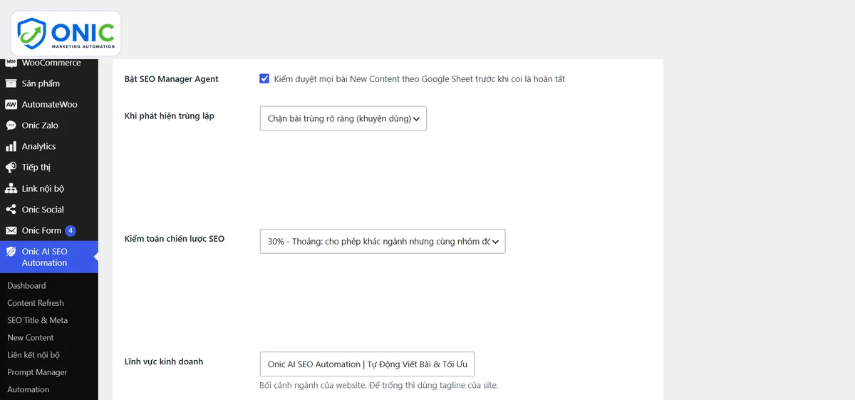 Cấu hình kiểm duyệt Cấu hình chặn trùng lặp và mức kiểm toán chiến lược SEO