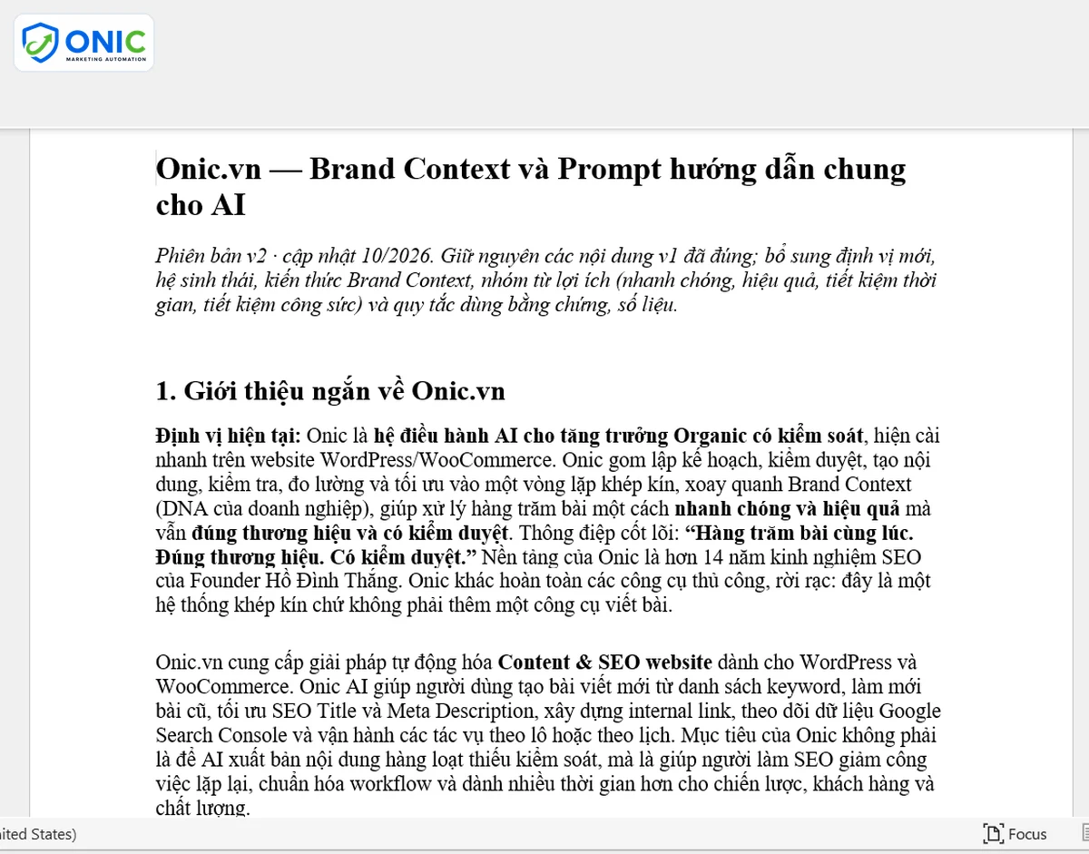 File Brand Context mẫu File Brand Context của Onic.vn mở trong Word
