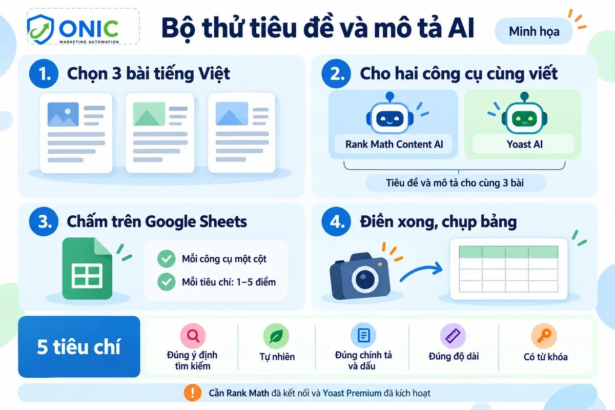 Bảng chấm bộ thử tiếng Việt Bảng tự chấm bộ thử tiếng Việt giữa Rank Math Content AI và Yoast SEO AI