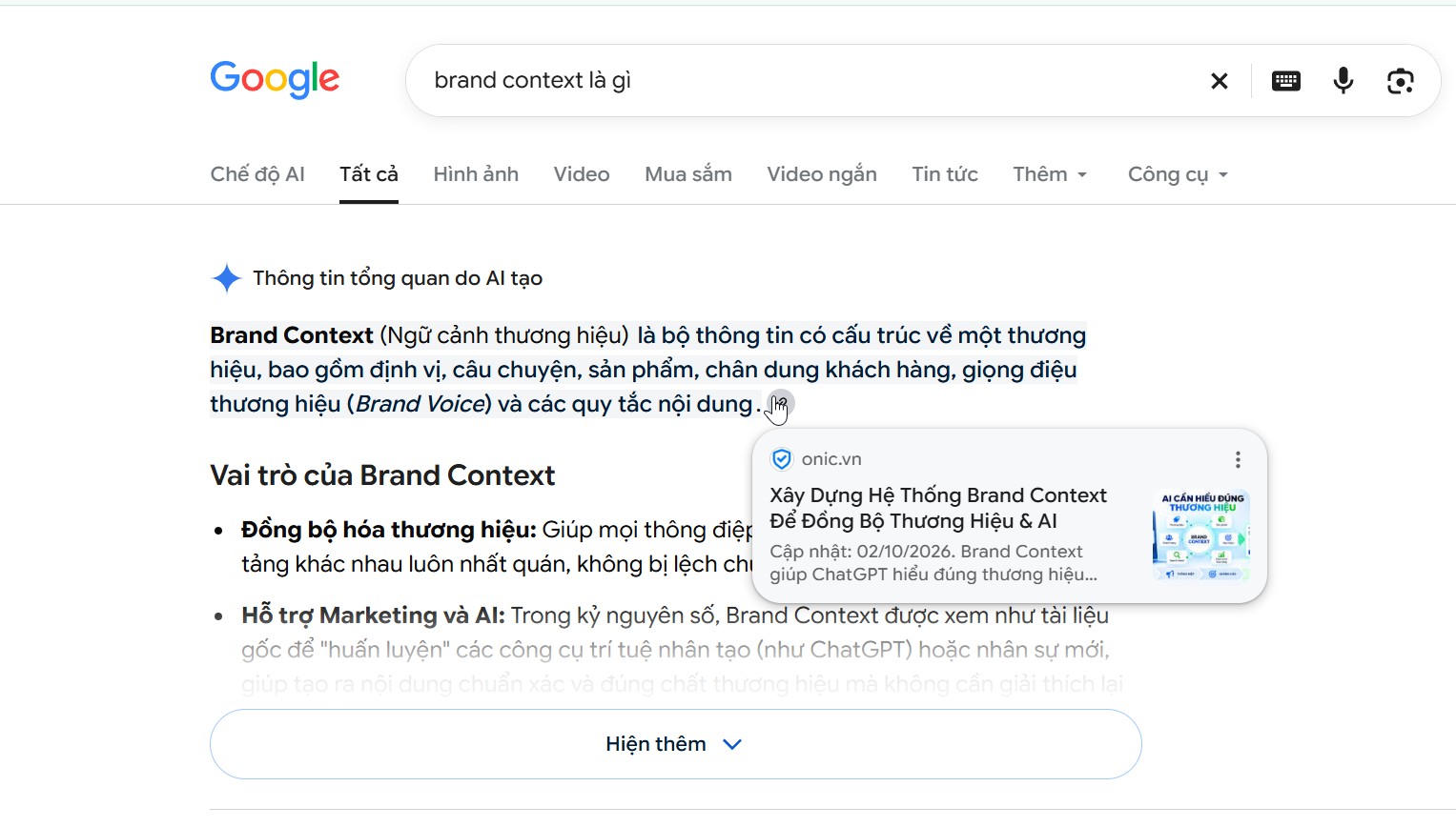 Google dùng định nghĩa brand context là gì của tôi cho user
