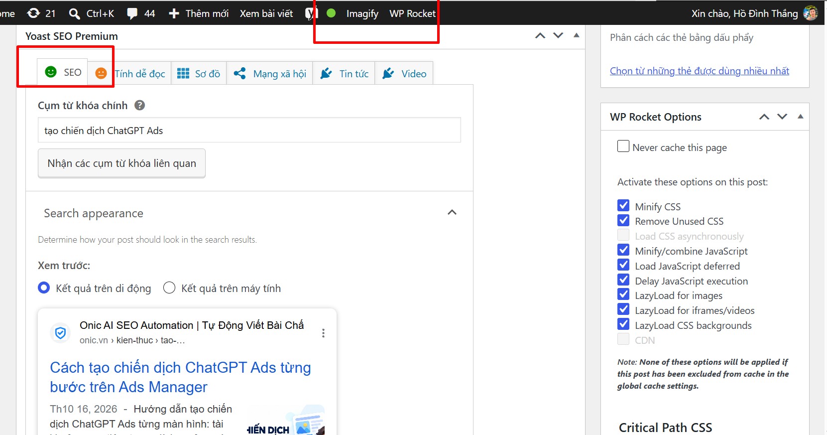 Các công cụ như Yoast SEO chỉ cấm điểm các yếu tô onpage đã có những tiêu chí đó chưa chứ không đảm bảo lên Top Google