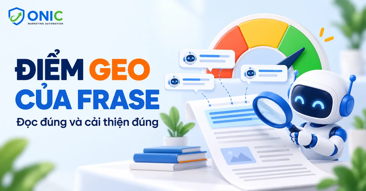 Đọc đúng điểm GEO Frase Robot kiểm tra bài viết bên đồng hồ điểm GEO không ghi số