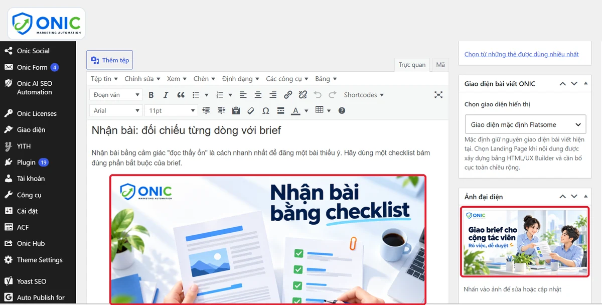 Kiểm ảnh trong bài Ảnh trong bài và ảnh đại diện của bản nháp
