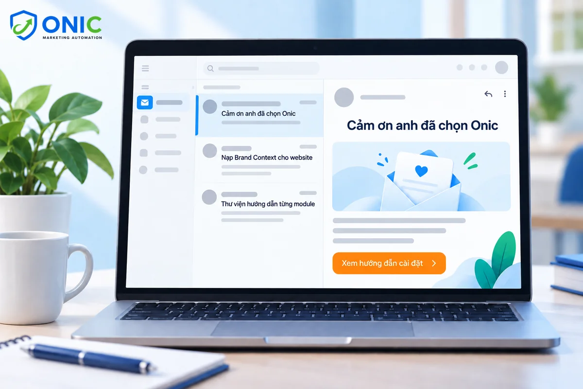 Funnel cảm ơn của Onic Hộp thư khách nhận 3 email trong funnel cảm ơn FluentCRM của Onic