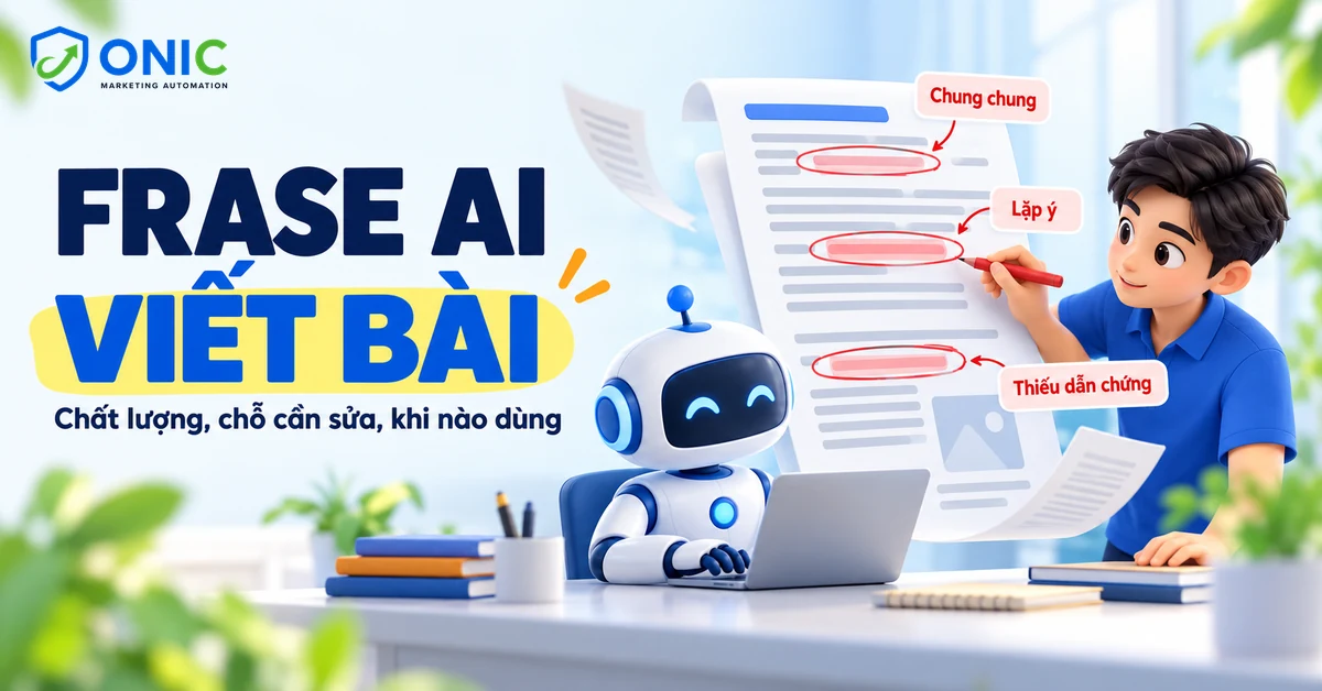 Kiểm tra bản nháp Frase Người viết kiểm tra bản nháp AI có đoạn chung chung, lặp ý và thiếu dẫn chứng