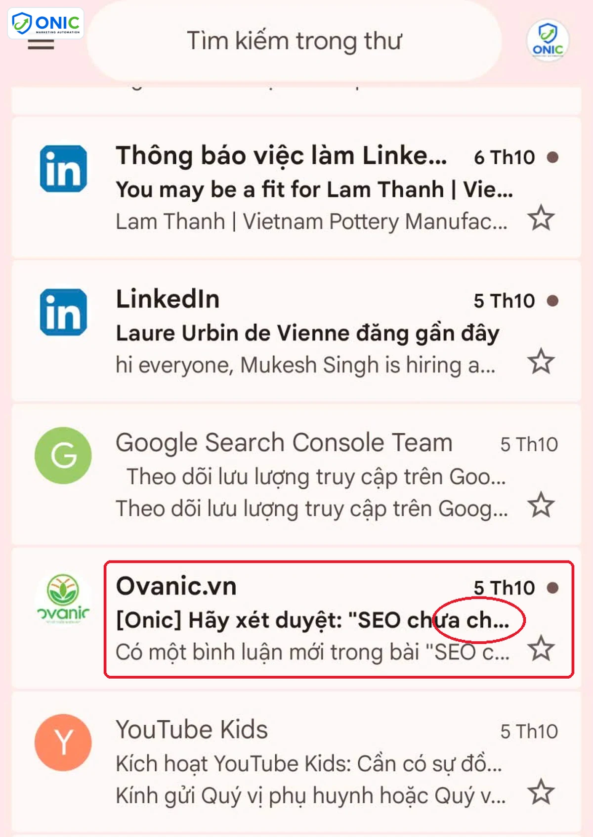 Tiêu đề email bị cắt trên điện thoại Hộp thư Gmail trên điện thoại cắt tiêu đề email dài sau khoảng 30 ký tự