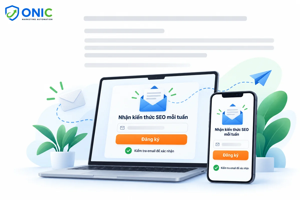 Form đăng ký bản tin Form đăng ký nhận bản tin MailPoet đặt cuối bài viết