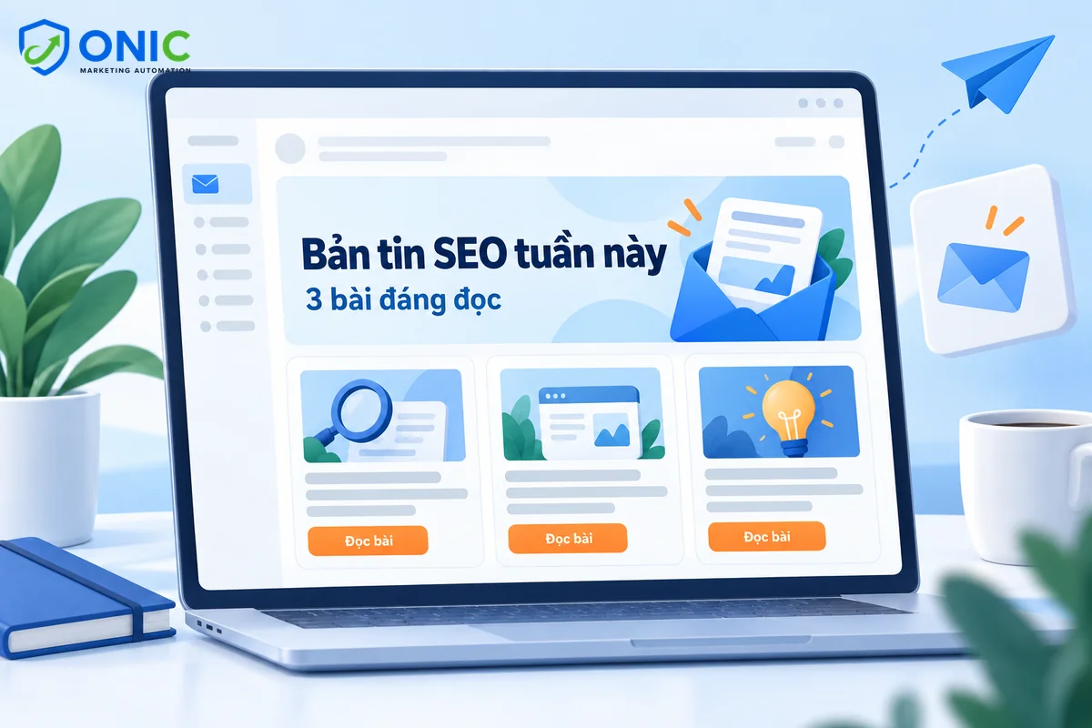 Bản tin SEO hằng tuần của Onic Bản tin hằng tuần của Onic gửi bằng MailPoet với 3 bài đáng đọc