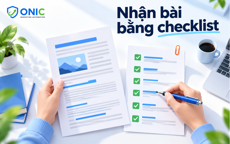 Nhận bài bằng checklist Người duyệt đối chiếu bản thảo với checklist yêu cầu bắt buộc