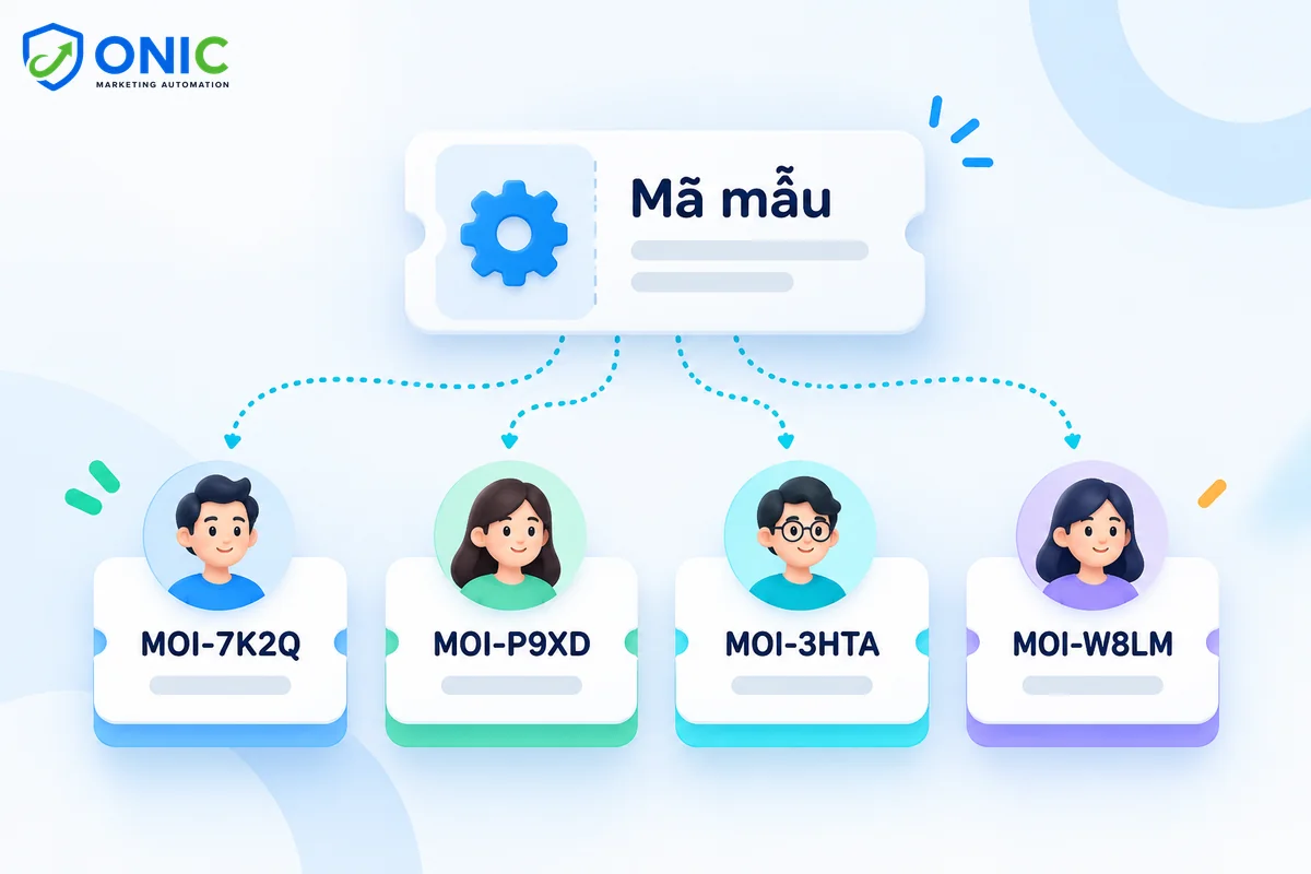 Mã riêng cho từng khách Một mã mẫu sinh nhiều mã giảm giá riêng cho từng khách