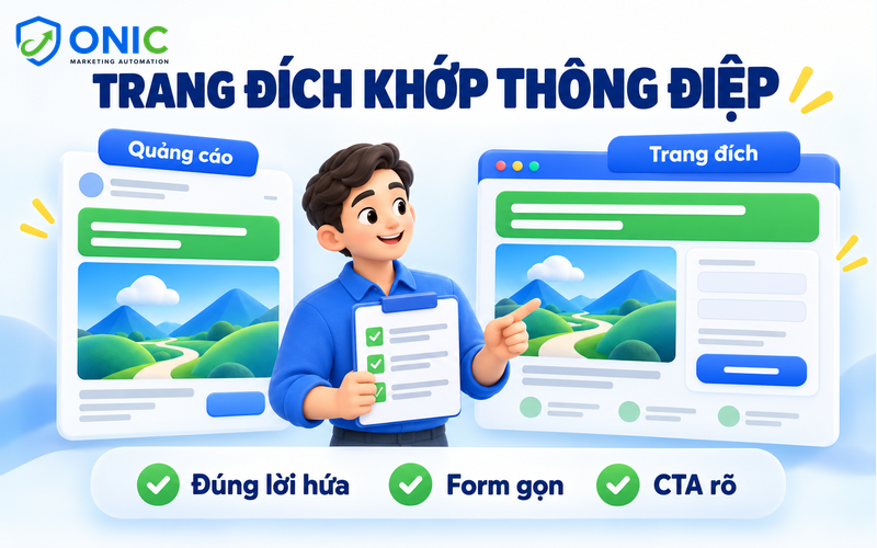 Trang đích khớp thông điệp quảng cáo Trang đích khớp thông điệp quảng cáo ChatGPT với form gọn và lời kêu gọi rõ