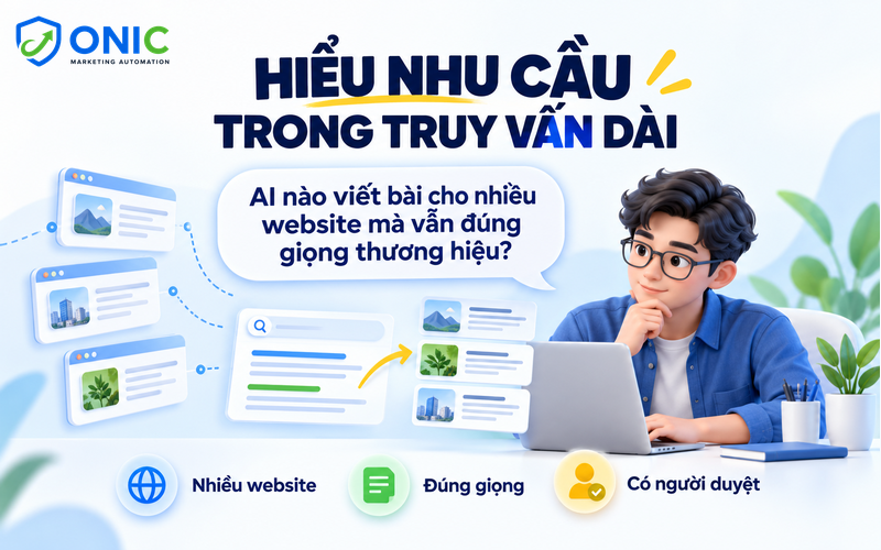 Truy vấn dài trong Google AI Overview Truy vấn dài trong Google AI Overview: tìm công cụ làm nội dung cho nhiều website đúng giọng thương hiệu