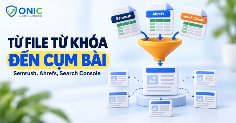 Từ file từ khóa Semrush, Ahrefs, Search Console đến cụm bài